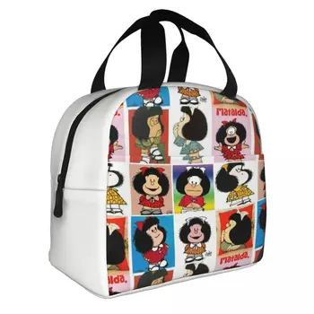 Kawaii Mafalda, изолирано чанта за обяд, чанта-хладилник, контейнер за обяд, Cartoony Аниме Преносим обяд-бокс, чанти за съхранение на продукти, чанти за пикник