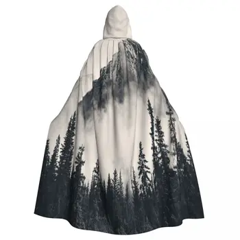 Дъждобран с качулка от дърво димен планински гори, полиестер, унисекс, наметало на вещица, аксесоар за костюм