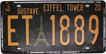 UOOPAI Айфеловата кула Густав Париж, 1889 г. съобщение, реколта метална лидице знак, автомобилен регистрационен номер, тисненая виси етикет с Размери 6 