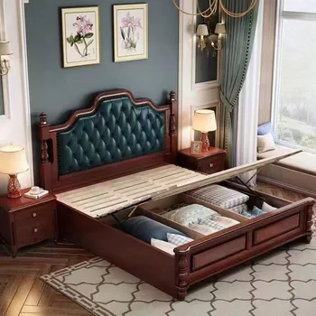 Двойно европейската легло Queen-Size, кралско легло висок клас, с модерно двойно легло Twin Wood За момчета, спящата мебели Letti Matrimoniali За спални
