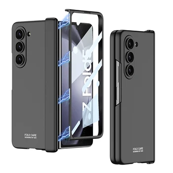 GKK Магнитен Панта Матиран Твърд Калъф За Samsung Galaxy Z Fold 5 Противоударная Броня Със Стъклен Капак на Екрана За Galaxy Z Fold5 Case