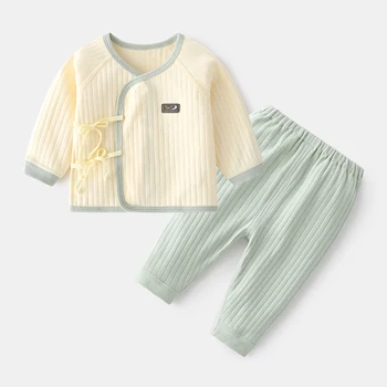 Памучно детско бельо Infantil, костюми за бебета, дрехи за момчета и момичета, пролет-есен облекло за бебета, малки пуловер + панталони, бебешки комплекти