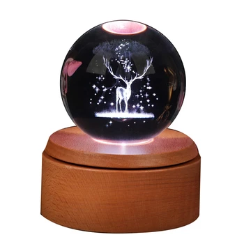 Стъклена купа-прес-папие, стъклена топка в кристал шарике подарък (в комплект led поставка)