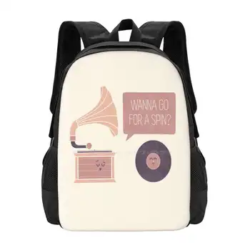 Плейър Юношеството раница за студенти, чанти, Забавна Музикална плоча, ретро винил, ретро Сладък Тео Зиринис
