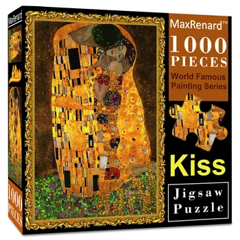 Пъзел от 1000 Броя Играчка fofor за Възрастни Изящно Произведение на Изкуството Klimt The Kiss Семейна Игра Декорация на Дома Играчки Коледна Игра Подарък P436