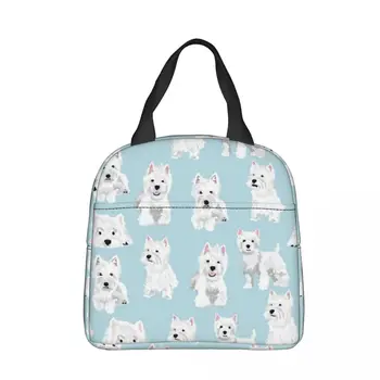 Изолирана чанта за обяд Westie Puppy, термосумка за еднократна употреба за кучета Уест Хайленд териер, Голяма чанта за обяд, Мъжки Дамски Училищна Градинска чанта