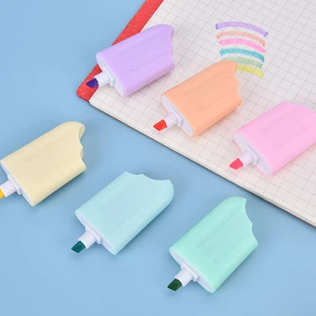 Дръжки-хайлайтеры Kawaii от 6 теми, неонови цветни маркери, както е показано на фигура, ярки писалка за рисуване във формата на мультяшного на сладолед