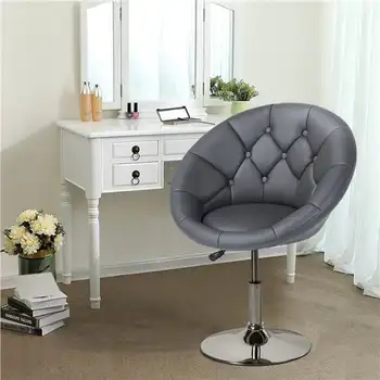 Модерен стол с регулируема бочкообразным завъртане, сиво игралното стол от изкуствена кожа, на игралното бюро, офис стол