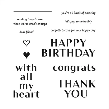 2023-2024, Годишния каталог от май до април, Нови марки Happy Birthday Thank You Word Clear За изработка на поздравителни картички за scrapbooking