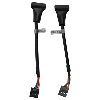 2 Броя USB 3.0 С USB 2.0 Кабел-адаптер на дънната платка USB 3.0 С USB 2.0, 19-пинов Конектор USB3.0 до 9-номера за контакт конектора USB2.0