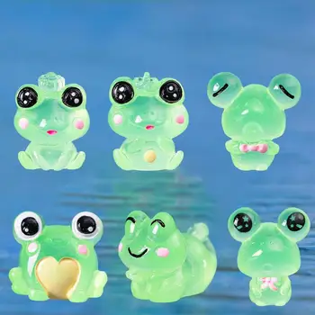 1 бр. Мини-жабата от смола, светещ в тъмното, миниатюрни фигурки на жаби за приказна градина, куклена къща, бонсай, декорация за бродерия