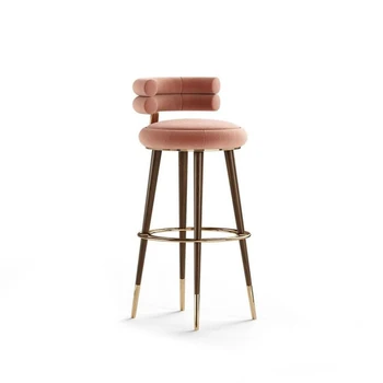 Бар столове с облегалка в скандинавски стил за Модерни кухненски мебели луксозни домашни бар столове от масивно дърво стол Бар на рецепцията на хотела по поръчка