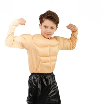 Мускулна тениска за малки момчета, мъжка тениска за cosplay, носи етикет за услугата гърдите мускул, носи етикет за услугата мускул, костюми за cosplay мускулите на Хелоуин