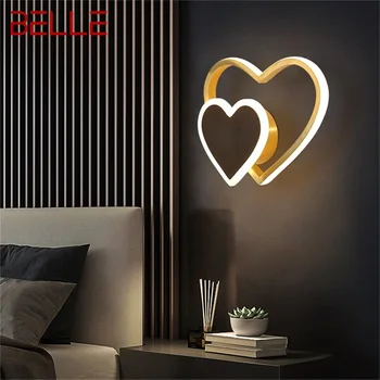 Стенни аплици BELLE Nordic от месинг Модерна Креативната Led лампа Love Shape за дома