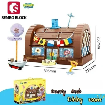 Нова детска играчка, строителни блокове, ресторант King Crab, Патрик Star, модел Squidward, соединяющаяся с кутия-дисплей, детски подарък