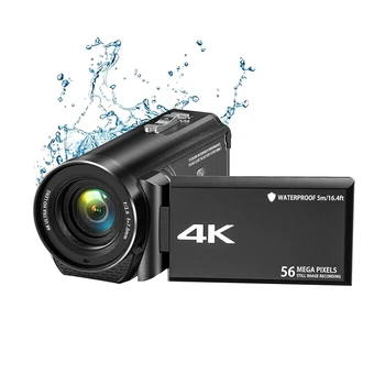 Камера за видеоблогинга 4K Ultra HD 56MP 30 кадъра в секунда, водоустойчива камера е от черна пластмаса, за Youtube