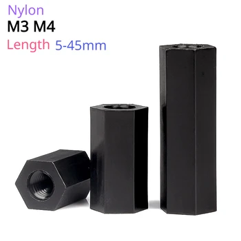 M3 M4 black двустранно найлон колона, двустранно найлон шестоъгълен изолирующая колона