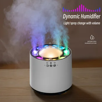 Овлажнител на въздуха Creative Dynamic Mist обем 800 мл с цветна led подсветка за битови помещения, силна мъгла, 6 дюзи, Ултразвукова USB-аромадиффузор