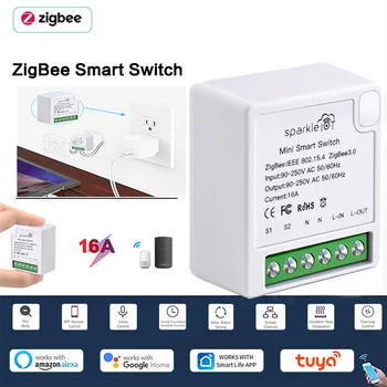 Sasha 16A ZigBee Smart Switch 2way Модул Ключ за Управление на Smart Home Remote Control Smart Breaker Работи С Hristo Алекса Google Home