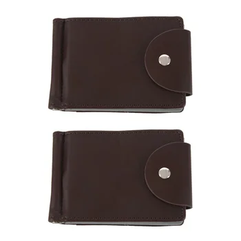 2X-Тънки мъжки кожени портфейли с щипка за пари, ID, Притежател на кредитна карта, Портфейли и сив цвят