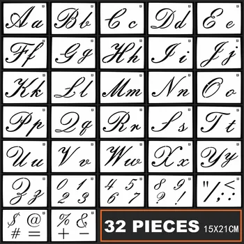 32 бр. / лот Букви от азбуката формат А5, цифри, Шаблони за наслояване 