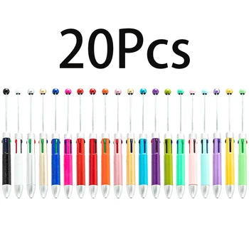 20pcs Нови четырехцветных дръжки с мъниста, направени със собствените си ръце, на Едро, Многоцветен пластмасова химикалка писалка за студенти 4 в 1, Профилът дръжка