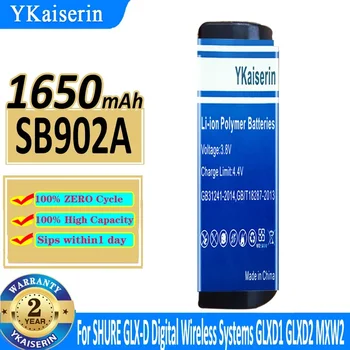 1650 ма YKaiserin Батерия За Цифрови Безжични Системи SHURE GLX-D GLXD1 GLXD2 MXW2 SB902 SB902A на Батерията