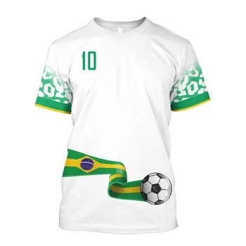 Бразилският мъжка тениска, футболна фланелка, тениски с 3D принтом, графични тениски, футболно лято спортно облекло за спортисти големи размери, потници, облекло