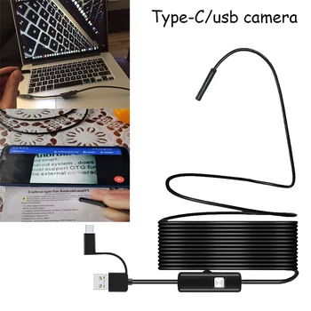 1080P USB C Ендоскопска Камера IP67 Бороскоп Змия Кабел 8 мм Обектив С Led Подсветка За Android и PC Мини-Ендоскоп За Разглеждане на Автомобили
