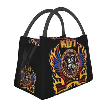 Хеви метъл Рок група Kiss Термоизолированные чанти за обяд Дамски преносима чанта за обяд на открито Многофункционална кутия за храна Food Box