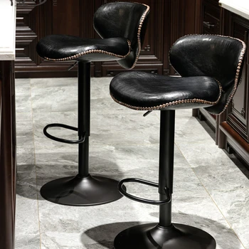 Единични Въртящи се Столове за всекидневна Луксозен Бар, Кухня Столове за всекидневна Кафе Кожена Трапезария Дизайнерски мебели Cadeiras YY50LC