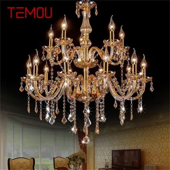 Полилей TEMOU в европейски стил, led кристални подвесная свещ, кехлибар, осветителни тела за дома, хотелско зала.