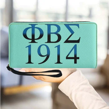 Phi Beta Sigma 1914 Чантата С Принтом За Момичета От Изкуствена Кожа, Дълга Гривна, Клатч, Държач За Карти За Улични Пътници, Малка В Чантата Си Portefeuille