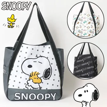 Дамски холщовая чанта Snoopy, мультяшная дамски ежедневни чанта, чанта през рамо, Памучен множество плажната чанта за пазаруване, чанта за носене