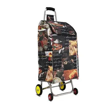 Ръчна количка за пазаруване на 4 колела, сгъваема кошница за пазаруване, чанта за съхранение на покупки на пазара от неръждаема стомана