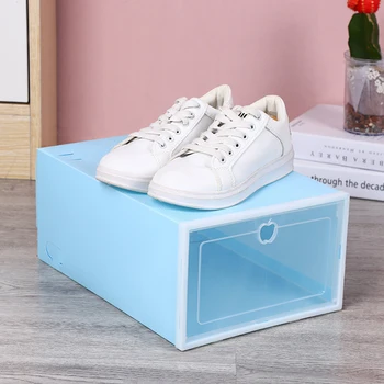 Сгъваем Прозрачна кутия за съхранение на обувки чекмеджето с удебелени витрина за обувки Свободно Комбинируемый Органайзер за обувки за спортни обувки на високи токчета