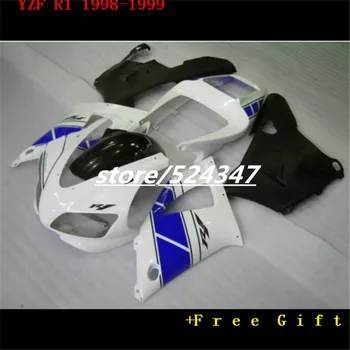 Hi-Обичай безплатни мотоциклетни пластмасови детайли обтекателей за 1998 1999 YZFR1 98 99 YZF R1 бяло-сини комплекти обтекателей на купето Yamaha
