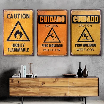 Общи предупредителни знаци в ежедневието Метална Табела Лидице Знак В Опасни места Декоративна плоча, Предупредителни знаци на обществени места