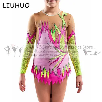 Рокля за фигурата ски LIUHUO За жени и момичета, Поява на кънки Състезания по художествена гимнастика Танцово трика Артистичен костюм