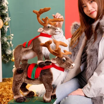 Имитация на плюшени кукли-елен, Коледен диван, луксозни играчки-лосове, украса, Весела Коледа, Коледни подаръци за деца EA3019