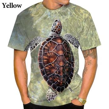 Интересна тениска с 3D изображение на прекрасни морски костенурки, модна тениска с изображение на морски животни с къс ръкав
