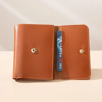 Нов модерен женски чантата си, просто трикуспидалната кратък клип за пари, Мультикарточная многофункционална чанта за карти Zero Wallet