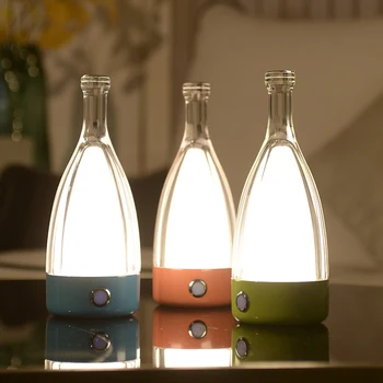 Креативна бутилка вино, настолна лампа USB Touch, трицветна led нощна светлина, атмосфера на кафене, маса за Хранене, художественото оформление на спалня