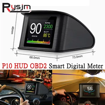P10 HUD OBD2 Сензор за Авто Централен Дисплей на Бордовия Компютър Интелигентен Цифров Скоростомер Измерване на Температурата на Об/мин и Разход на гориво Безопасна Аларма