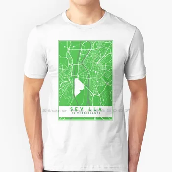 Sevilla Es Verdiblanca-Тениска с карта на улиците, 100% памук, Севиля, Испания, Espa? A Betis Andalucia Андалусия Green Soccer