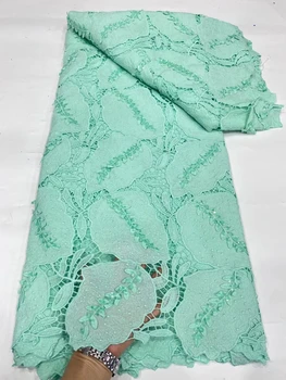 Мятно-зелена сватбена гипюровое дантела London Flowers, шнуровая плат с пайети за африканския сватбена рокля Asoebi, Материали за шиене