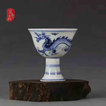 3,2-инчов порцеланова чаша за чай Xuande със синьо-бяла маркировка 
