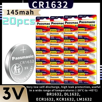 20pcs 3V CR1632 Литиево-йонна бутон елемент cr1632 батерия DL1632 BR1632 LM1632 ECR1632 за Играчки Дистанционно Управление за Автомобил на дънната платка