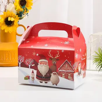 1бр Форма на кутии за торта Весела Коледа Кутии за бонбони Чанти Коледен подарък кутия на Дядо Коледа Навидад Натал Noel Декорация на партита 2024