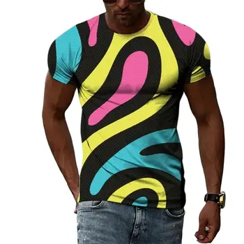 Мъжки ризи с шарени Summer приливи и отливи, ежедневни тениски с 3D-принтом в стил хип-хоп, през цялата деколте, къс ръкав, бързо съхнещи върховете